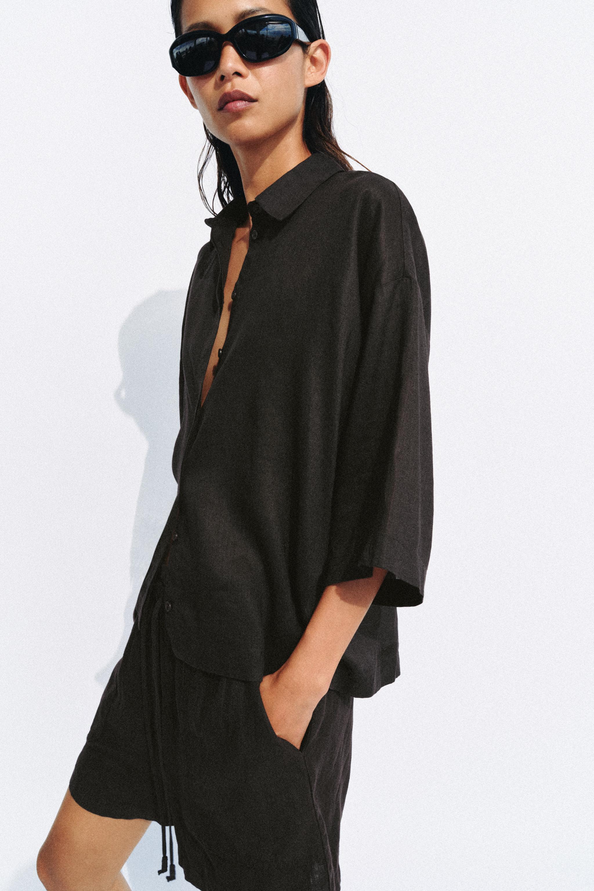 OVERSIZED RAMIE BLEND SHIRT ZW COLLECTION